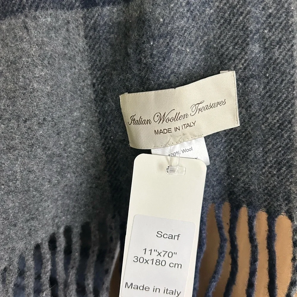 ITALIAN WOLLEN TREASURES Gray and blue Scarf